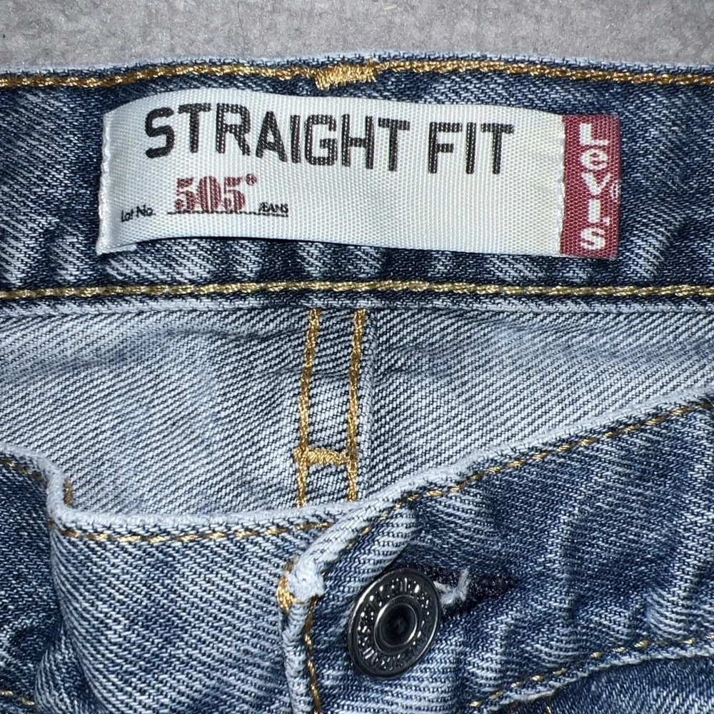 VTG Levi's 505 Batwing Jeans Men 34x34(30x31.5) Blue Denim Distress Straight Y2K